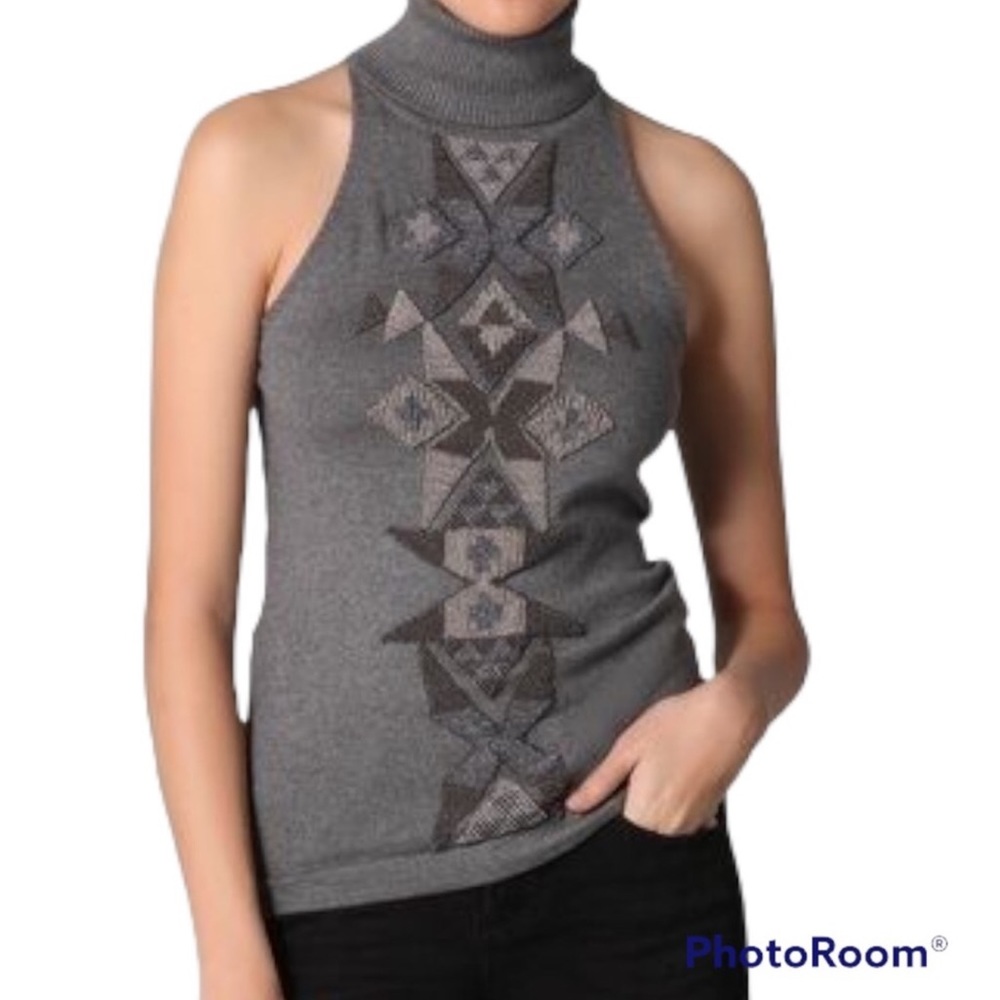 L.A.M.B. Silk Blend Beaded Fine Knit Turtleneck